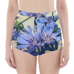 Blue Wildflowers High-waisted Bikini Bottoms by bloomingvinedesign