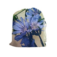 Blue Wildflowers Drawstring Pouch (xl) by bloomingvinedesign