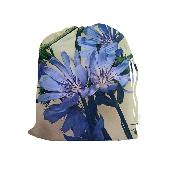 Blue Wildflowers Drawstring Pouch (XL)