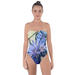 Blue Wildflowers Tie Back One Piece Swimsuit by bloomingvinedesign