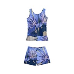 Blue Wildflowers Kids  Boyleg Swimsuit by bloomingvinedesign