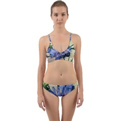 Blue Wildflowers Wrap Around Bikini Set by bloomingvinedesign