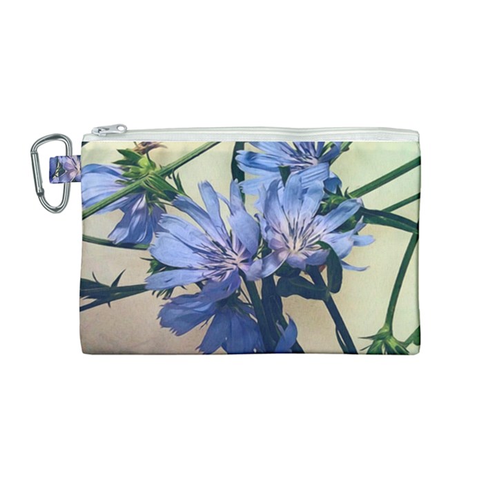 Blue Wildflowers Canvas Cosmetic Bag (Medium)