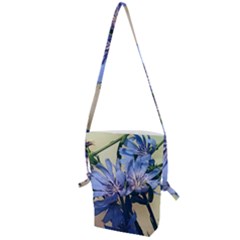 Blue Wildflowers Folding Shoulder Bag by bloomingvinedesign