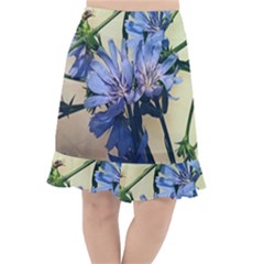 Blue Wildflowers Fishtail Chiffon Skirt