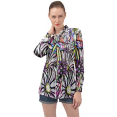 Mixed Flowers Long Sleeve Satin Shirt