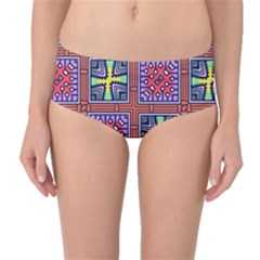 Shapes In Squares Pattern                       Mid-waist Bikini Bottoms by LalyLauraFLM