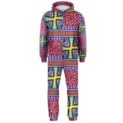 Shapes In Squares Pattern                       Hooded Jumpsuit (men) by LalyLauraFLM