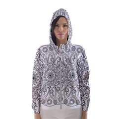 Flowers Mandala Hand Drawing Women s Hooded Windbreaker by Wegoenart