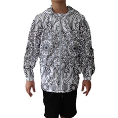 Flowers Mandala Hand Drawing Kids  Hooded Windbreaker by Wegoenart