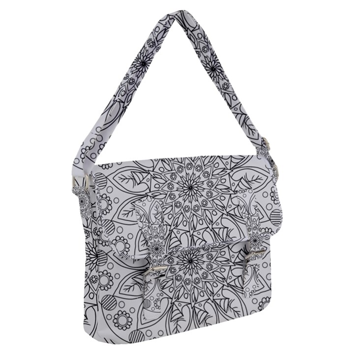 Flowers Mandala Hand Drawing Buckle Messenger Bag