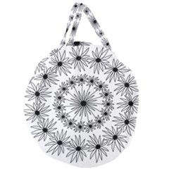 Flowers Mandala Hand Drawing Giant Round Zipper Tote by Wegoenart