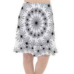 Flowers Mandala Hand Drawing Fishtail Chiffon Skirt