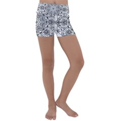 Drawing Pencil Pattern Mandala Kids  Lightweight Velour Yoga Shorts by Wegoenart