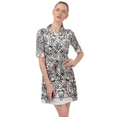 Drawing Pencil Pattern Mandala Belted Shirt Dress