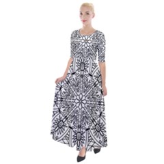 Drawing Pencil Pattern Mandala Half Sleeves Maxi Dress by Wegoenart