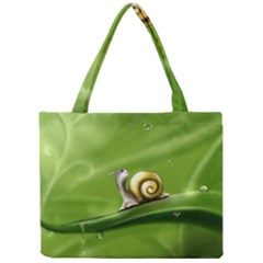 Snail Drops Rain Drawing Green Mini Tote Bag by Wegoenart