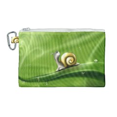 Snail Drops Rain Drawing Green Canvas Cosmetic Bag (large) by Wegoenart