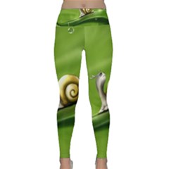 Snail Drops Rain Drawing Green Lightweight Velour Classic Yoga Leggings by Wegoenart