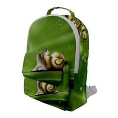 Snail Drops Rain Drawing Green Flap Pocket Backpack (large) by Wegoenart