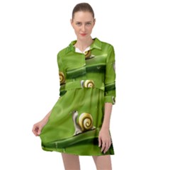 Snail Drops Rain Drawing Green Mini Skater Shirt Dress