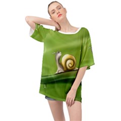 Snail Drops Rain Drawing Green Oversized Chiffon Top