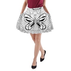 Mandala Butterfly Insect A-line Pocket Skirt by Wegoenart