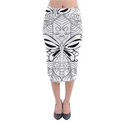 Mandala Butterfly Insect Midi Pencil Skirt by Wegoenart