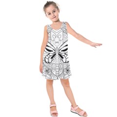 Mandala Butterfly Insect Kids  Sleeveless Dress by Wegoenart