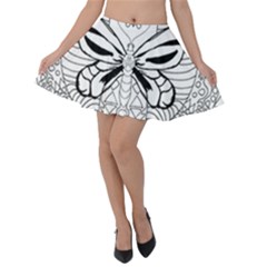 Mandala Butterfly Insect Velvet Skater Skirt by Wegoenart