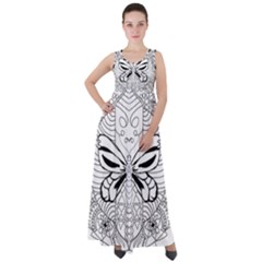 Mandala Butterfly Insect Empire Waist Velour Maxi Dress by Wegoenart