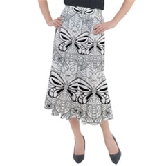 Mandala Butterfly Insect Midi Mermaid Skirt by Wegoenart