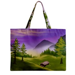 Digital Art Painting Landscape Zipper Mini Tote Bag by Wegoenart