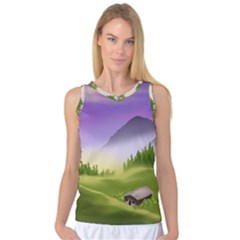 Digital Art Painting Landscape Women s Basketball Tank Top by Wegoenart