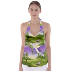 Digital Art Painting Landscape Babydoll Tankini Top by Wegoenart