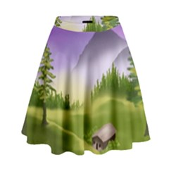 Digital Art Painting Landscape High Waist Skirt by Wegoenart