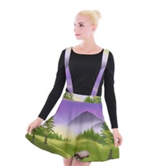 Digital Art Painting Landscape Suspender Skater Skirt