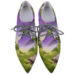 Digital Art Painting Landscape Pointed Oxford Shoes