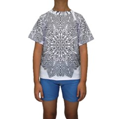 Mandala Drawing Unique Art Pattern Kids  Short Sleeve Swimwear by Wegoenart