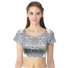 Mandala Drawing Unique Art Pattern Short Sleeve Crop Top by Wegoenart