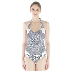 Mandala Drawing Unique Art Pattern Halter Swimsuit by Wegoenart