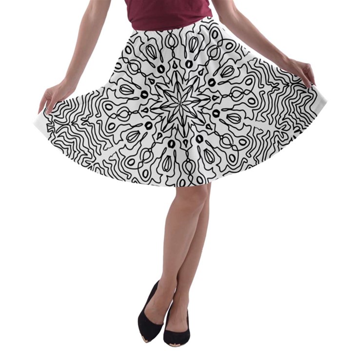 Mandala Drawing Unique Art Pattern A-line Skater Skirt