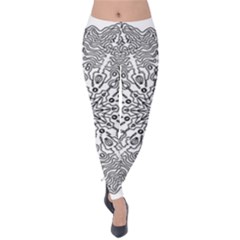 Mandala Drawing Unique Art Pattern Velvet Leggings by Wegoenart