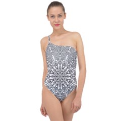 Mandala Drawing Unique Art Pattern Classic One Shoulder Swimsuit by Wegoenart