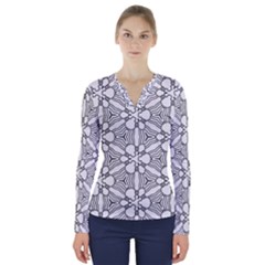 Pattern Design Pretty Cool Art V-neck Long Sleeve Top by Wegoenart