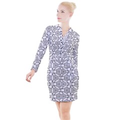 Pattern Design Pretty Cool Art Button Long Sleeve Dress by Wegoenart