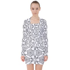 Pattern Design Pretty Cool Art V-neck Bodycon Long Sleeve Dress by Wegoenart