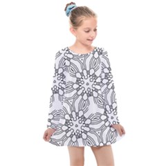 Pattern Design Pretty Cool Art Kids  Long Sleeve Dress by Wegoenart