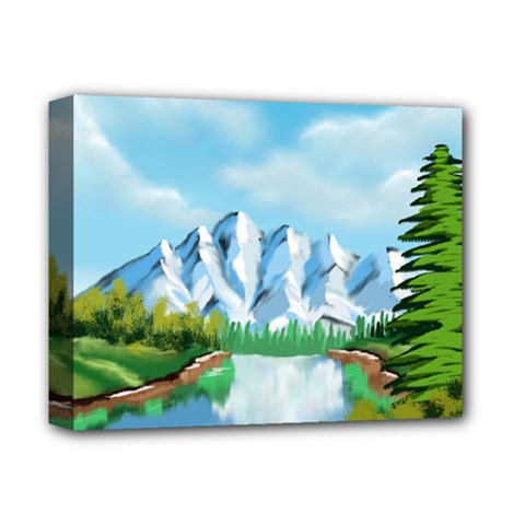 Digital Design Landscape Mountains Deluxe Canvas 14  X 11  (stretched) by Wegoenart