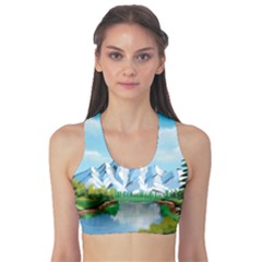 Digital Design Landscape Mountains Sports Bra by Wegoenart